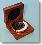 Stanley London Brass Paperweight Compasses or Chart Compasses with Hardwood Cases.