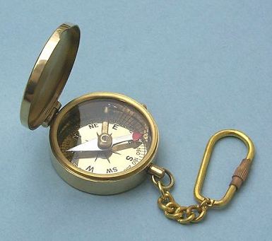 Brass Pocket Compass Key Chain
