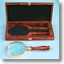 Brass and Hardwood Hand Magnifier with Hardwood Case