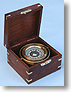 Stanley London Modern Fully Functional Brass Gimbaled Sailboat Compass in a Solid Hardwood Case.
